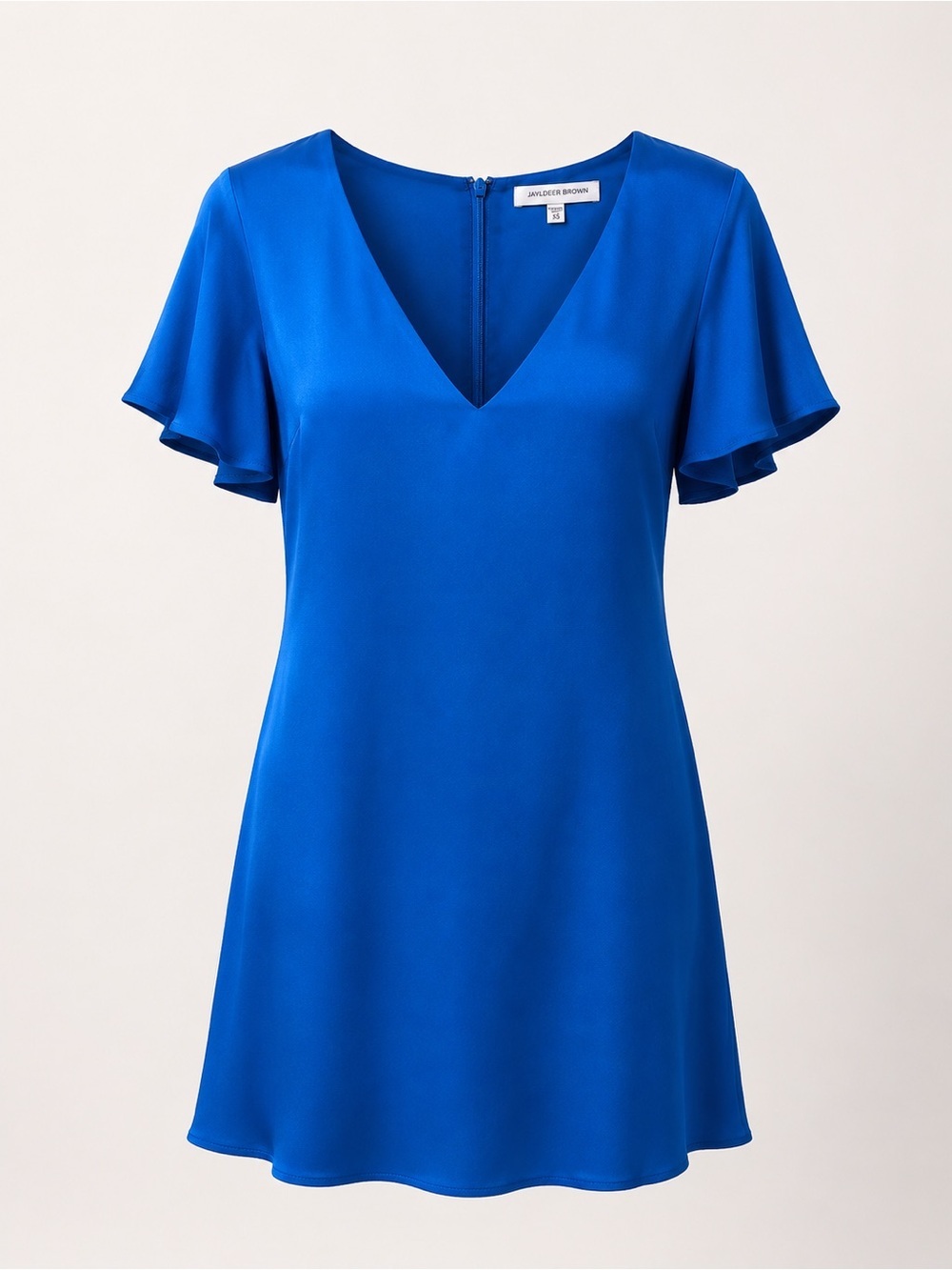 Lavender Brown NWT bright turquoise 100% silk mini dress, XS